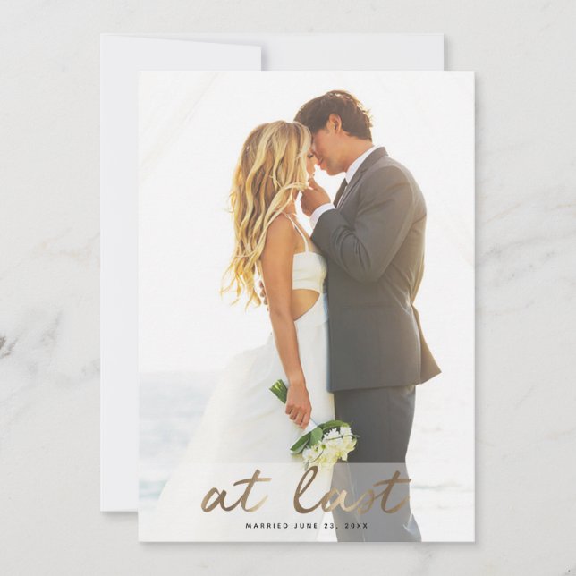 At Last Wedding Announcement and Invite (Front)