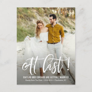 At Last Wedding Save The Date Postcard White