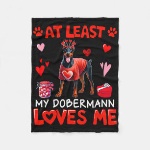 At Least My Dobermann Loving Me Valentine's Single Fleece Blanket