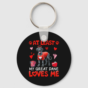 At Least My Great Dane Loving Me Valentine's Singl Keychain
