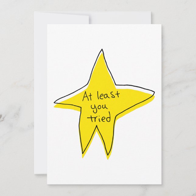At Least You Tried - Yellow Star Holiday Card (Front)