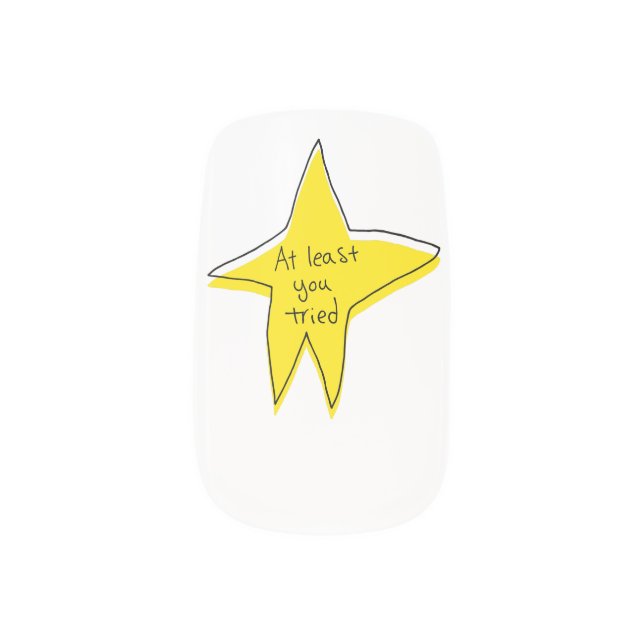 At Least You Tried - Yellow Star Minx Nail Art (Left Thumb)