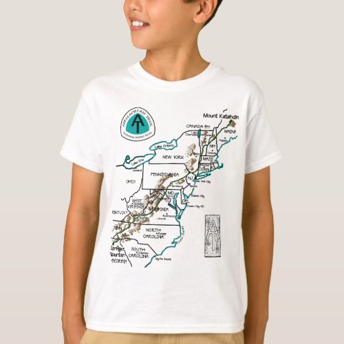 AT Logo Appalachian Trail Hiking Map T_Shirt