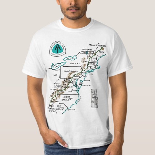 AT Logo Appalachian Trail Hiking Map T_Shirt