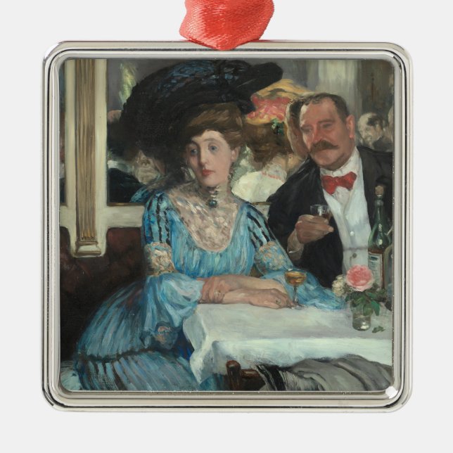 At Mouquins Restaurant NY - William Glackens - Metal Ornament (Front)