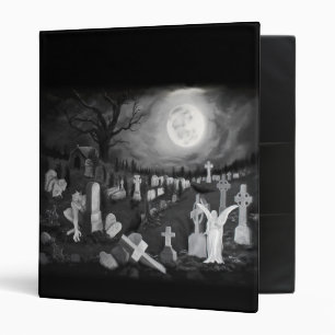 At night on the cemetery - Angel with Devil 3 Ring Binder