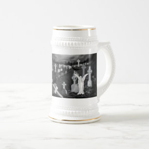 At night on the cemetery - Angel with Devil Beer Stein