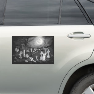 At night on the cemetery - Angel with Devil Car Magnet