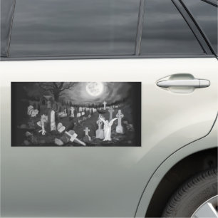At night on the cemetery - Angel with Devil Car Magnet
