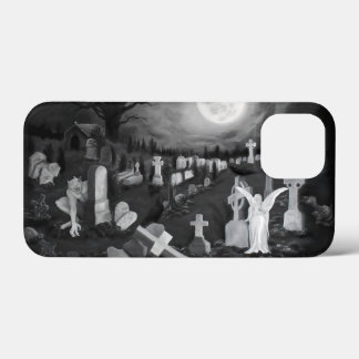 At night on the cemetery - Angel with Devil iPhone 13 Mini Case