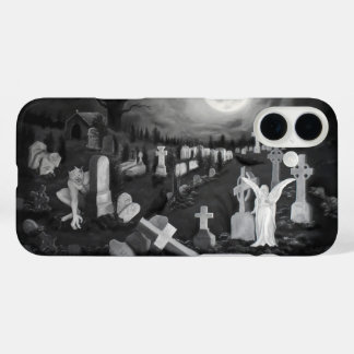 At night on the cemetery - Angel with Devil iPhone 16 Plus Case