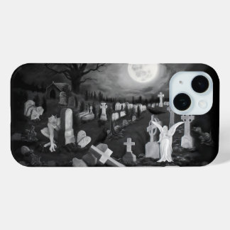 At night on the cemetery - Angel with Devil iPhone 15 Case