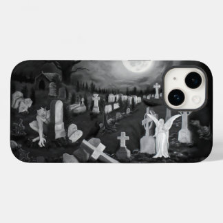 At night on the cemetery - Angel with Devil Case-Mate iPhone 14 Case