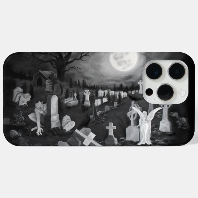 At night on the cemetery - Angel with Devil Case-Mate iPhone Case (Back (Horizontal))