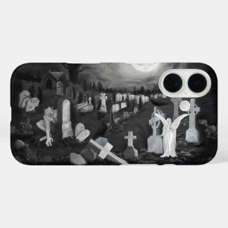 At night on the cemetery - Angel with Devil iPhone 16 Case