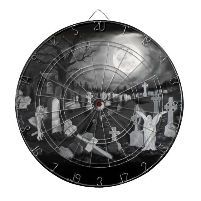At night on the cemetery - Angel with Devil Dart Board (Front)