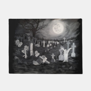 At night on the cemetery - Angel with Devil Doormat