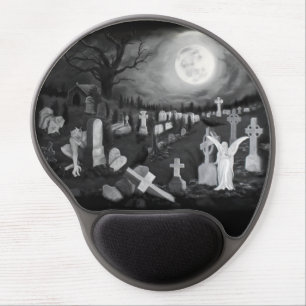 At night on the cemetery - Angel with Devil Gel Mouse Pad