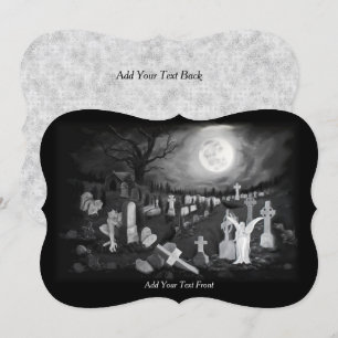At night on the cemetery - Angel with Devil Invitation
