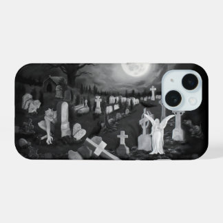 At night on the cemetery - Angel with Devil iPhone 15 Case