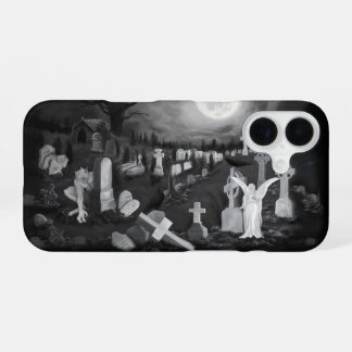 At night on the cemetery - Angel with Devil iPhone 16 Case
