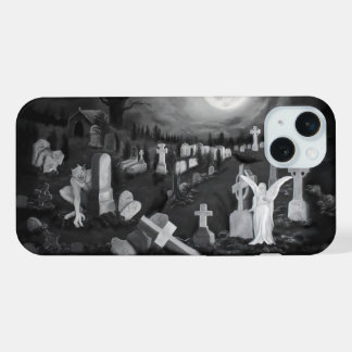 At night on the cemetery - Angel with Devil iPhone 15 Plus Case