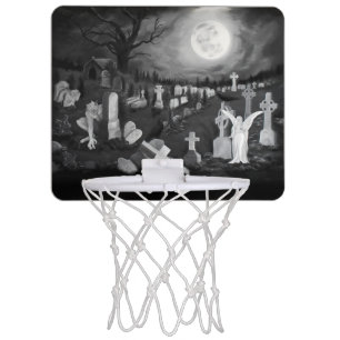 At night on the cemetery - Angel with Devil Mini Basketball Hoop