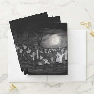At night on the cemetery - Angel with Devil Pocket Folder