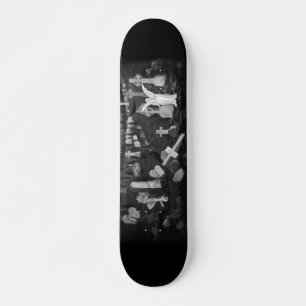 At night on the cemetery - Angel with Devil Skateboard