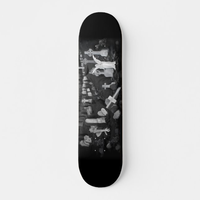 At night on the cemetery - Angel with Devil Skateboard (Front)