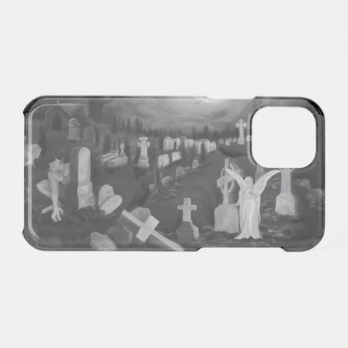 At night on the cemetery _ Angel with Devil iPhone 11 Pro Case