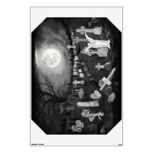 At night on the cemetery - Angel with Devil Wall Decal