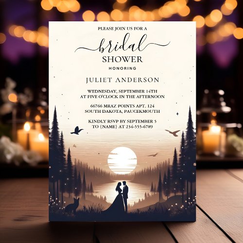 At Night Sunset Moon Cloud Twilight Bridal Shower Invitation