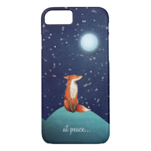 at peace ~ Charming Fox Sitting Under a Full Moon iPhone 8/7 Case