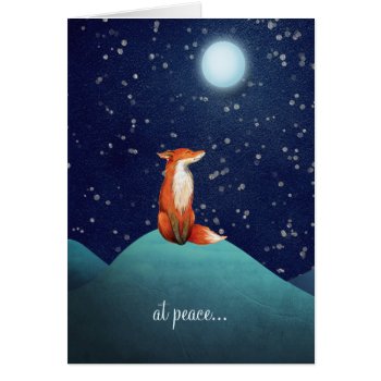 At Peace ~ Charming Fox Under A Full Moon Card by TheCutieCollection at Zazzle