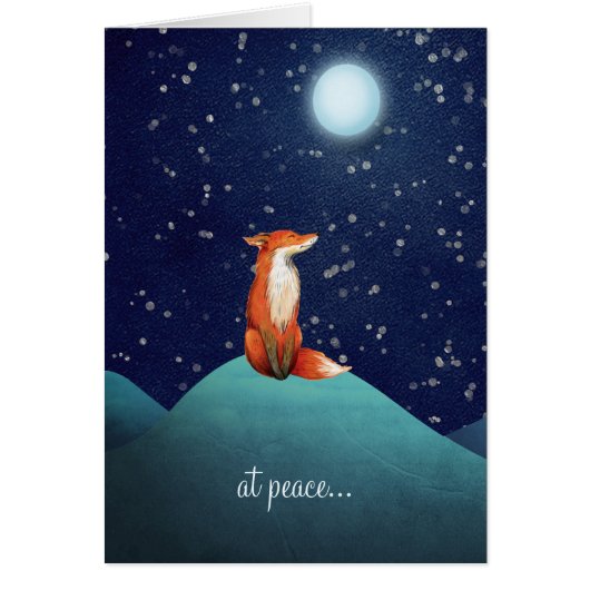 at peace ~ Charming Fox Under a Full Moon Card (Front)