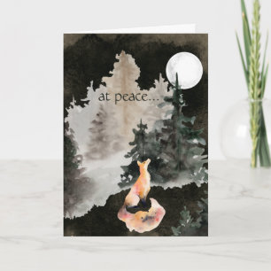 at peace ~ Fox and Full Moon Woodland Card