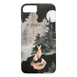 at peace ~ Fox and Full Moon Woodland iPhone 8/7 Case
