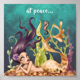 at peace... ~ Mermaid and Seahorse Under the Sea Poster