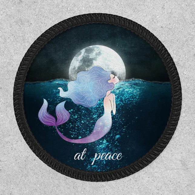 At Peace ~ Mermaid Swimming Under the Full Moon Patch | Zazzle