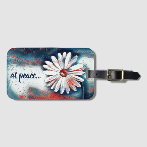 at peace Red White and Blue Daisy Flower Luggage Tag