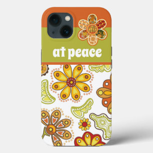 at peace - Retro Flower Hippie Orange Green iPhone 13 Case