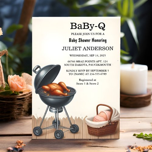 At Plaid Babyq Fun Food Steak Beef Bbq Baby Shower Invitation