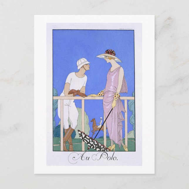At Polo, 1920-29 (pochoir print) Postcard (Front)