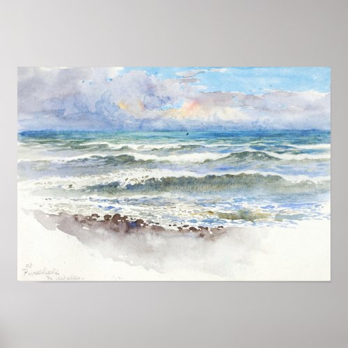 At Pwllheli George Elbert Burr Watercolor Seascape Poster