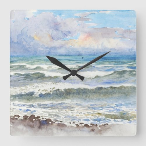 At Pwllheli N Wales Fine Art Watercolor Seascape Square Wall Clock