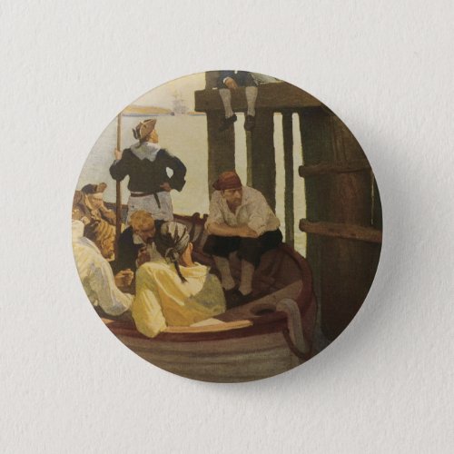 At Queens Ferry by NC Wyeth Vintage Pirates Button