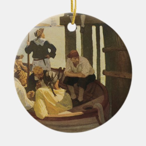 At Queens Ferry by NC Wyeth Vintage Pirates Ceramic Ornament