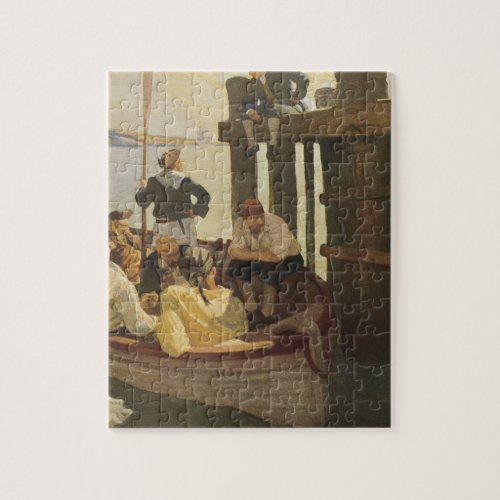 At Queens Ferry by NC Wyeth Vintage Pirates Jigsaw Puzzle