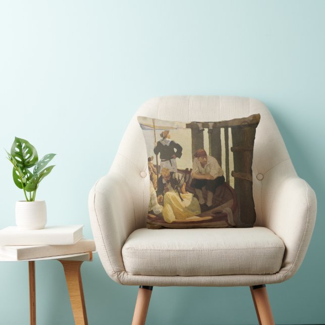 At Queen's Ferry by NC Wyeth, Vintage Pirates Throw Pillow (Chair)